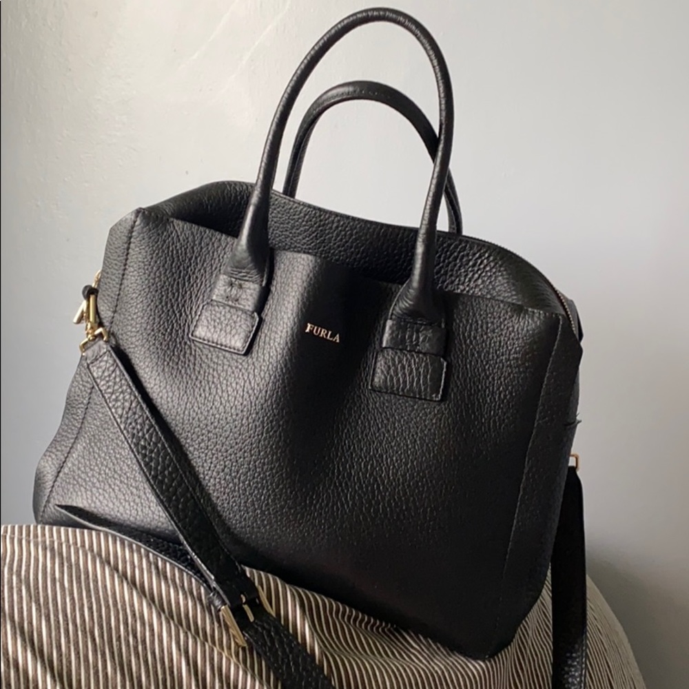 FURLA Textured Handbag Purse with Strap